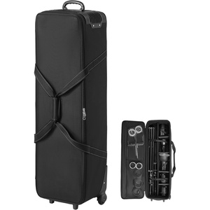 VEVOR Studio Equipment Trolley Case, 46.46 x 14.57 x 11.81 in / 118 x 37 x 30 cm, Rolling Camera Bag, Carrying Bag with Wheels Straps Padded Compartment Handle, for Light Stands, Tripods, Telescopes