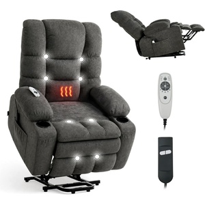 VEVOR Triple Motor Power Lift Recliner Chair, Large Lift Chair with Heat and Massage for Elderly, Position Adjustable, Leather Surface with Storage Pockets and Cup Holders, Brown(Single motor)