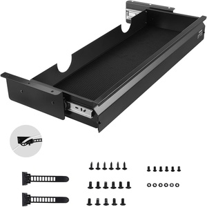 VEVOR Under Desk Drawer Slide Out, 26 inch Under Desk Mounted Pull-out Drawer Attachment, Hidden Under Counter Drawers for office Home Sit Stand Workstation, Black(26inch)