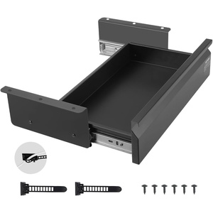 VEVOR Under Desk Drawer Slide Out, 26 inch Under Desk Mounted Pull-out Drawer Attachment, Hidden Under Counter Drawers for office Home Sit Stand Workstation, Black(16inch)