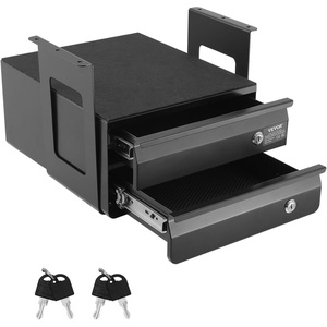 VEVOR Under Desk Lockable Slide Out Drawer, 13 inch Under Desk Pull-out Drawer for Sit Stand Workstation, Secure Under Counter Drawers for Home Office Storage Organizer, Black(Double)