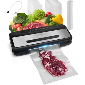 VEVOR Vacuum Sealer Machine, 95Kpa 350W Powerful Dual Pump and Dual Sealing, Dry and Moist Food Storage, Automatic and Manual Air Sealing System with Built-in Cutter, with Seal Bag and External Hose(80 KPA)