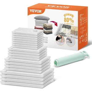 VEVOR Vacuum Storage Bags, 15 Pack Space Saver Seal Bag(3 Jumbo/3 Large/3 Medium/3 Small/3 Roll), Compression Airtight Zipper Space Bags with Electric Pump, for Cloth, Bedding, Blanket, Pillow, Travel(20pack(Hand pump))