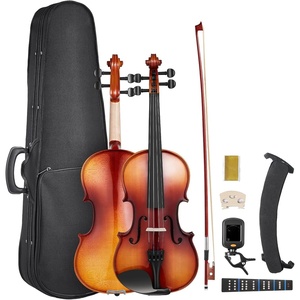 VEVOR Violin 4/4 Full Size for Adults, Violin Fiddle Set for Beginners Student with Hard Case, Rosin, Bow, Shoulder Rest,Bridge,Extra Strings,Professional Solidwood Instrument (Matte Brown)(4/4)
