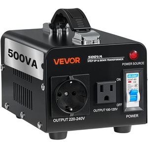VEVOR Voltage Converter Transformer, 1500VA, Heavy Duty Step Up/Down Power Transformer, Convert from 110V to 220V and 220V to 110V, with EU Outlets, US Outlets, Power Cord, Circuit Breaker Protection(500W)