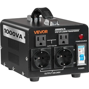 VEVOR Voltage Converter Transformer, 1500VA, Heavy Duty Step Up/Down Power Transformer, Convert from 110V to 220V and 220V to 110V, with EU Outlets, US Outlets, Power Cord, Circuit Breaker Protection(1000W)