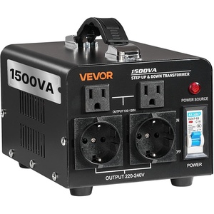 VEVOR Voltage Converter Transformer, 1500VA, Heavy Duty Step Up/Down Power Transformer, Convert from 110V to 220V and 220V to 110V, with EU Outlets, US Outlets, Power Cord, Circuit Breaker Protection(1500W)