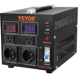 VEVOR Voltage Converter Transformer, 1500VA, Heavy Duty Step Up/Down Power Transformer, Convert from 110V to 220V and 220V to 110V, with EU Outlets, US Outlets, Power Cord, Circuit Breaker Protection(2000W)