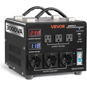 VEVOR Voltage Converter Transformer, 1500VA, Heavy Duty Step Up/Down Power Transformer, Convert from 110V to 220V and 220V to 110V, with EU Outlets, US Outlets, Power Cord, Circuit Breaker Protection(3000W-Auto)