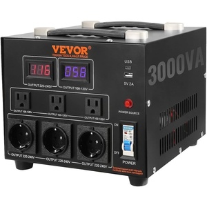 VEVOR Voltage Converter Transformer, 1500VA, Heavy Duty Step Up/Down Power Transformer, Convert from 110V to 220V and 220V to 110V, with EU Outlets, US Outlets, Power Cord, Circuit Breaker Protection(3000W)
