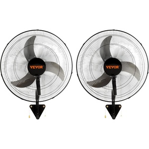 VEVOR Wall Mount Fan, 18 Inch 4150 CFM, 3-speed Wall Mounted Metal Fan | IP44 Water-Resistant for Commercial, Warehouse, Greenhouse, Workshop, Garage, Patio, Factory and Basement, ETL Listed, Black(18 Inch 2 Pack)