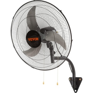 VEVOR Wall Mount Fan, 18 Inch 4150 CFM, 3-speed Wall Mounted Metal Fan | IP44 Water-Resistant for Commercial, Warehouse, Greenhouse, Workshop, Garage, Patio, Factory and Basement, ETL Listed, Black(20 Inch)