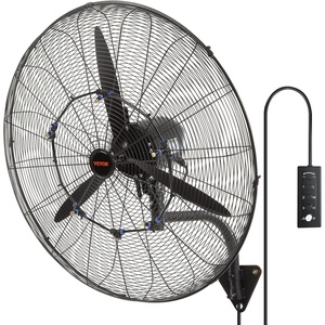 VEVOR Wall Mount Fan, 18 Inch 4150 CFM, 3-speed Wall Mounted Metal Fan | IP44 Water-Resistant for Commercial, Warehouse, Greenhouse, Workshop, Garage, Patio, Factory and Basement, ETL Listed, Black(30 Inch)