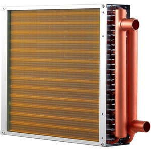 VEVOR Water to Air Heat Exchanger, 14 x 14 in Finned Tube HVAC Heat Exchanger Coil with Copper Tubes & Aluminum Fins, 65K BTU Output for Outdoor Wood Furnace, Hydronic Heating & Cooling Systems