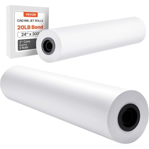 VEVOR Wide Format Paper, 24 in x 150 ft Plotter Roll, 2 Rolls CAD Bond Rolls with 2 in Core, 20 LB Bond Paper Rolls, Ideal for CAD Drawings, Engineering Plans, GIS Maps, and Architectural Designs(24 in x 300 ft)