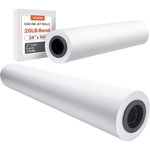VEVOR Wide Format Paper, 24 in x 150 ft Plotter Roll, 2 Rolls CAD Bond Rolls with 2 in Core, 20 LB Bond Paper Rolls, Ideal for CAD Drawings, Engineering Plans, GIS Maps, and Architectural Designs(24 in x 150 ft)