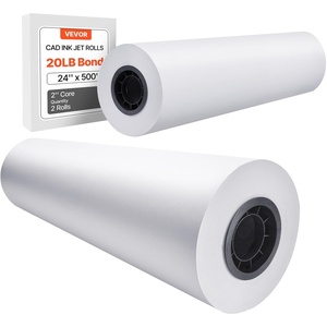 VEVOR Wide Format Paper, 24 in x 150 ft Plotter Roll, 2 Rolls CAD Bond Rolls with 2 in Core, 20 LB Bond Paper Rolls, Ideal for CAD Drawings, Engineering Plans, GIS Maps, and Architectural Designs(24 in x 500 ft)