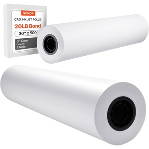 VEVOR Wide Format Paper, 24 in x 150 ft Plotter Roll, 2 Rolls CAD Bond Rolls with 2 in Core, 20 LB Bond Paper Rolls, Ideal for CAD Drawings, Engineering Plans, GIS Maps, and Architectural Designs(30 in x 500 ft)