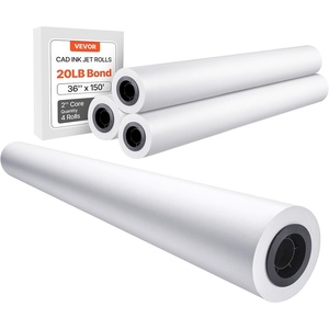 VEVOR Wide Format Paper, 24 in x 150 ft Plotter Roll, 2 Rolls CAD Bond Rolls with 2 in Core, 20 LB Bond Paper Rolls, Ideal for CAD Drawings, Engineering Plans, GIS Maps, and Architectural Designs(36 in x 150 ft)