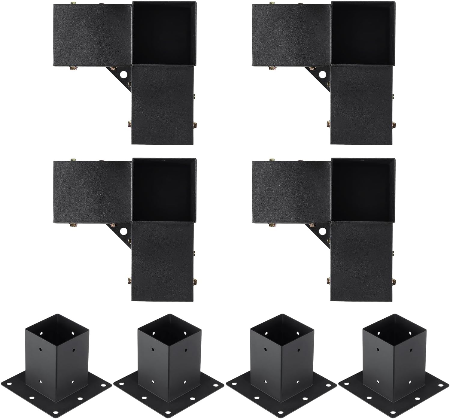 image:imageVEVOR 4Way Pergola Bracket Kit 6x6 2Pack Heavy Duty Corner Brackets for Wood Beams DIY Post Base Hardware with Easy Installation for Outdoor Gazebo Patio Log Cabin8PC 3Way 44 SET
