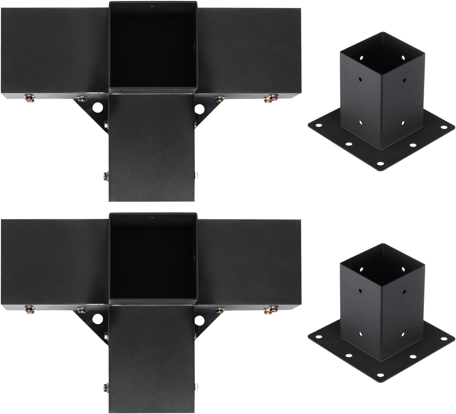 image:imageVEVOR 4Way Pergola Bracket Kit 6x6 2Pack Heavy Duty Corner Brackets for Wood Beams DIY Post Base Hardware with Easy Installation for Outdoor Gazebo Patio Log Cabin4PC 4Way 44 SET