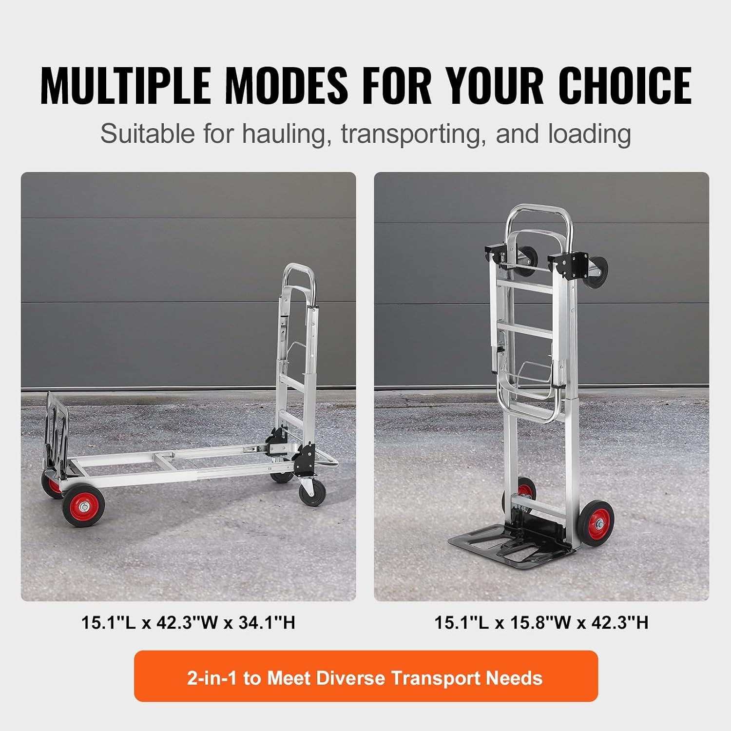 image:imageVEVOR Aluminum Folding Hand Truck 2 in 1 Design 400 lbs Capacity Heavy Duty Industrial Collapsible cart Dolly Cart with Rubber Wheels for Transport and Moving in Warehouse Supermarket Garden Heavy Duty Industrial Collapsible Dolly Cart with Rubber Wheels for Transport and Moving in Warehouse Supermarket Garden400 lbs