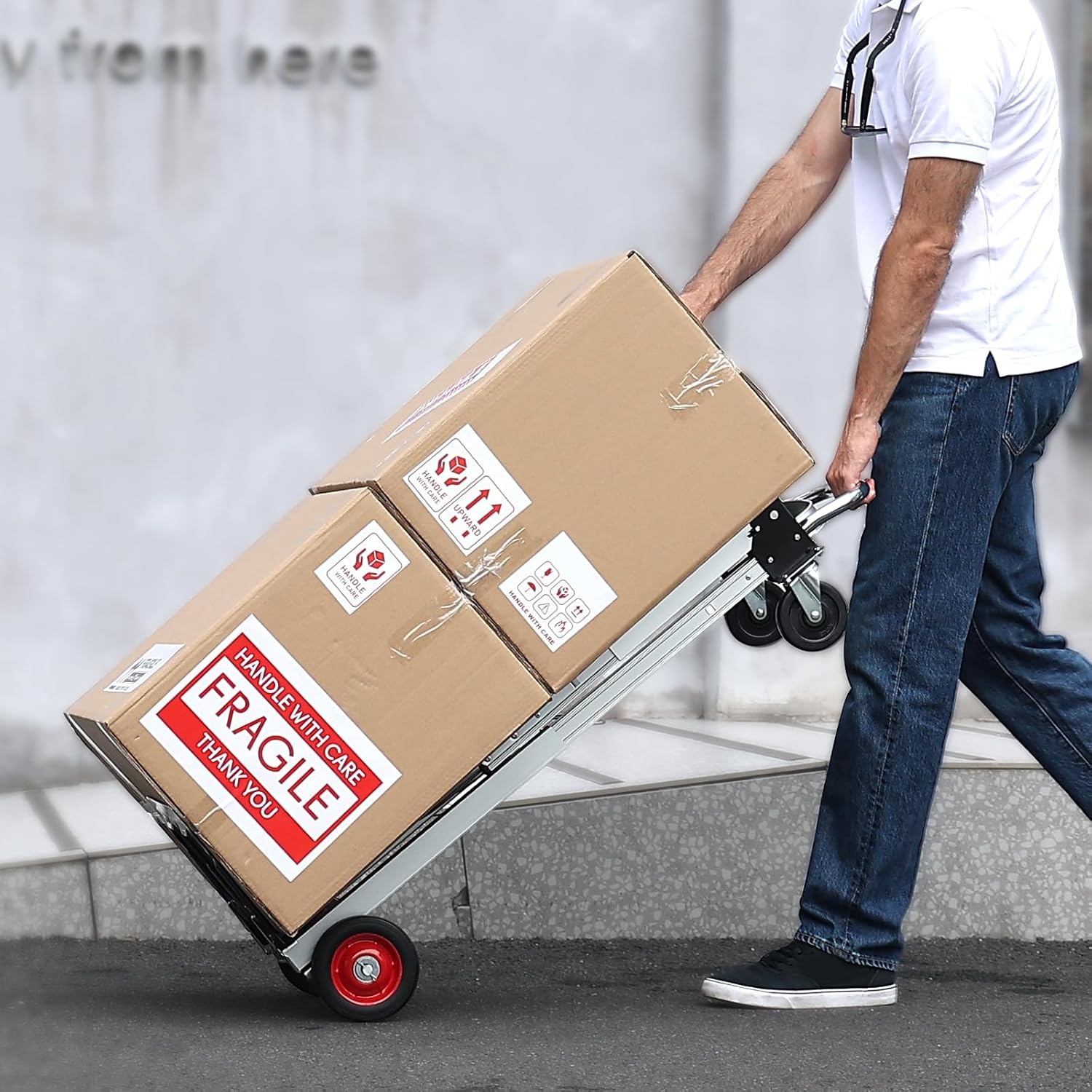 image:imageVEVOR Aluminum Folding Hand Truck 2 in 1 Design 400 lbs Capacity Heavy Duty Industrial Collapsible cart Dolly Cart with Rubber Wheels for Transport and Moving in Warehouse Supermarket Garden Heavy Duty Industrial Collapsible Dolly Cart with Rubber Wheels for Transport and Moving in Warehouse Supermarket Garden400 lbs