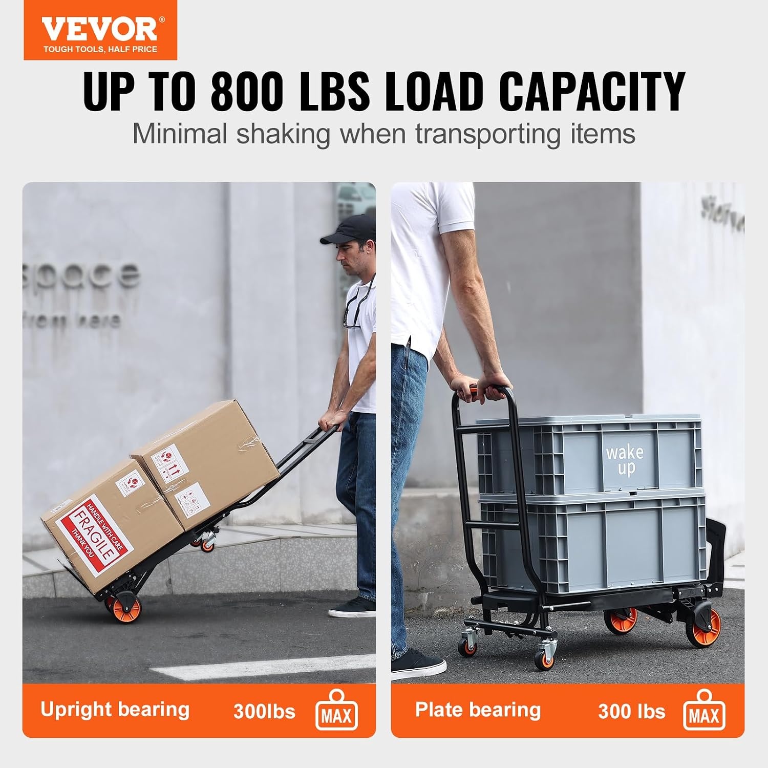 image:imageVEVOR Aluminum Folding Hand Truck 2 in 1 Design 400 lbs Capacity Heavy Duty Industrial Collapsible cart Dolly Cart with Rubber Wheels for Transport and Moving in Warehouse Supermarket Garden Heavy Duty Industrial Collapsible Dolly Cart with Rubber Wheels for Transport and Moving in Warehouse Supermarket Garden300 lbs