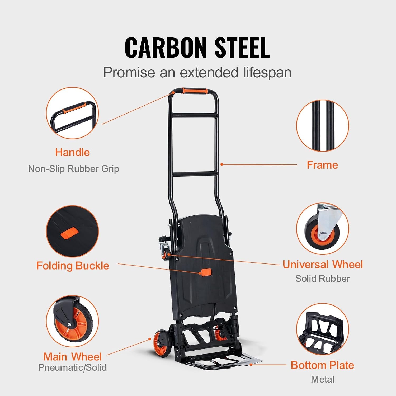 image:imageVEVOR Aluminum Folding Hand Truck 2 in 1 Design 400 lbs Capacity Heavy Duty Industrial Collapsible cart Dolly Cart with Rubber Wheels for Transport and Moving in Warehouse Supermarket Garden Heavy Duty Industrial Collapsible Dolly Cart with Rubber Wheels for Transport and Moving in Warehouse Supermarket Garden300 lbs