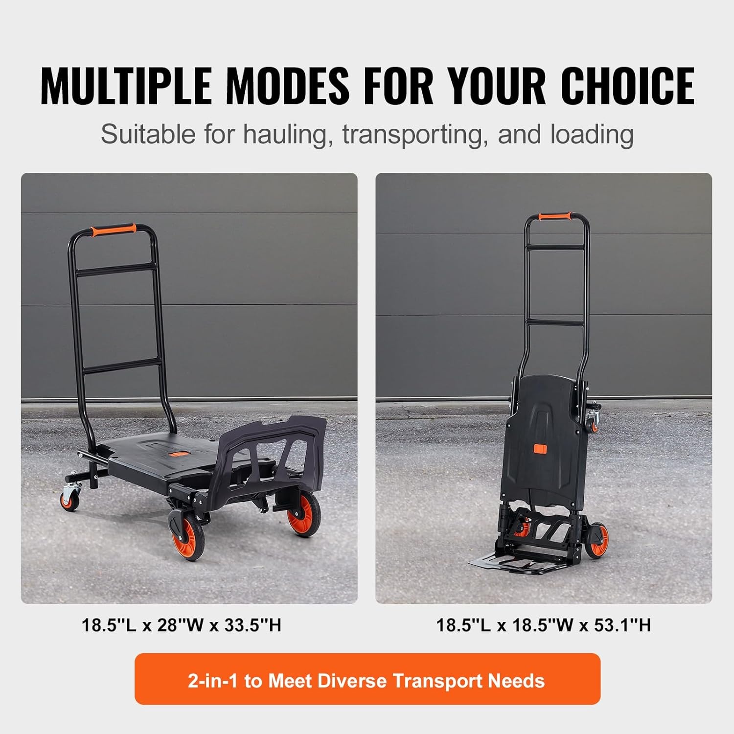 image:imageVEVOR Aluminum Folding Hand Truck 2 in 1 Design 400 lbs Capacity Heavy Duty Industrial Collapsible cart Dolly Cart with Rubber Wheels for Transport and Moving in Warehouse Supermarket Garden Heavy Duty Industrial Collapsible Dolly Cart with Rubber Wheels for Transport and Moving in Warehouse Supermarket Garden300 lbs