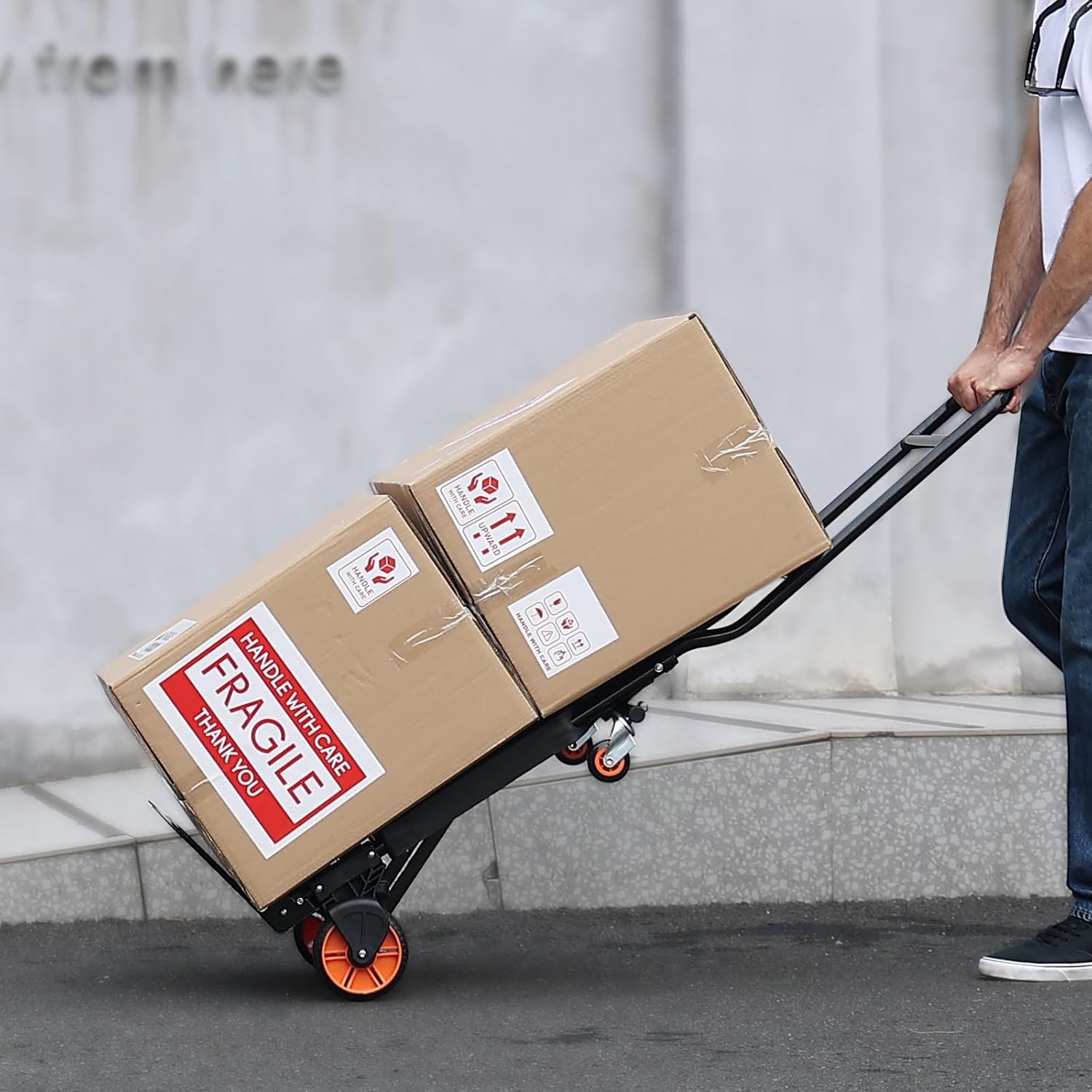 image:imageVEVOR Aluminum Folding Hand Truck 2 in 1 Design 400 lbs Capacity Heavy Duty Industrial Collapsible cart Dolly Cart with Rubber Wheels for Transport and Moving in Warehouse Supermarket Garden Heavy Duty Industrial Collapsible Dolly Cart with Rubber Wheels for Transport and Moving in Warehouse Supermarket Garden300 lbs