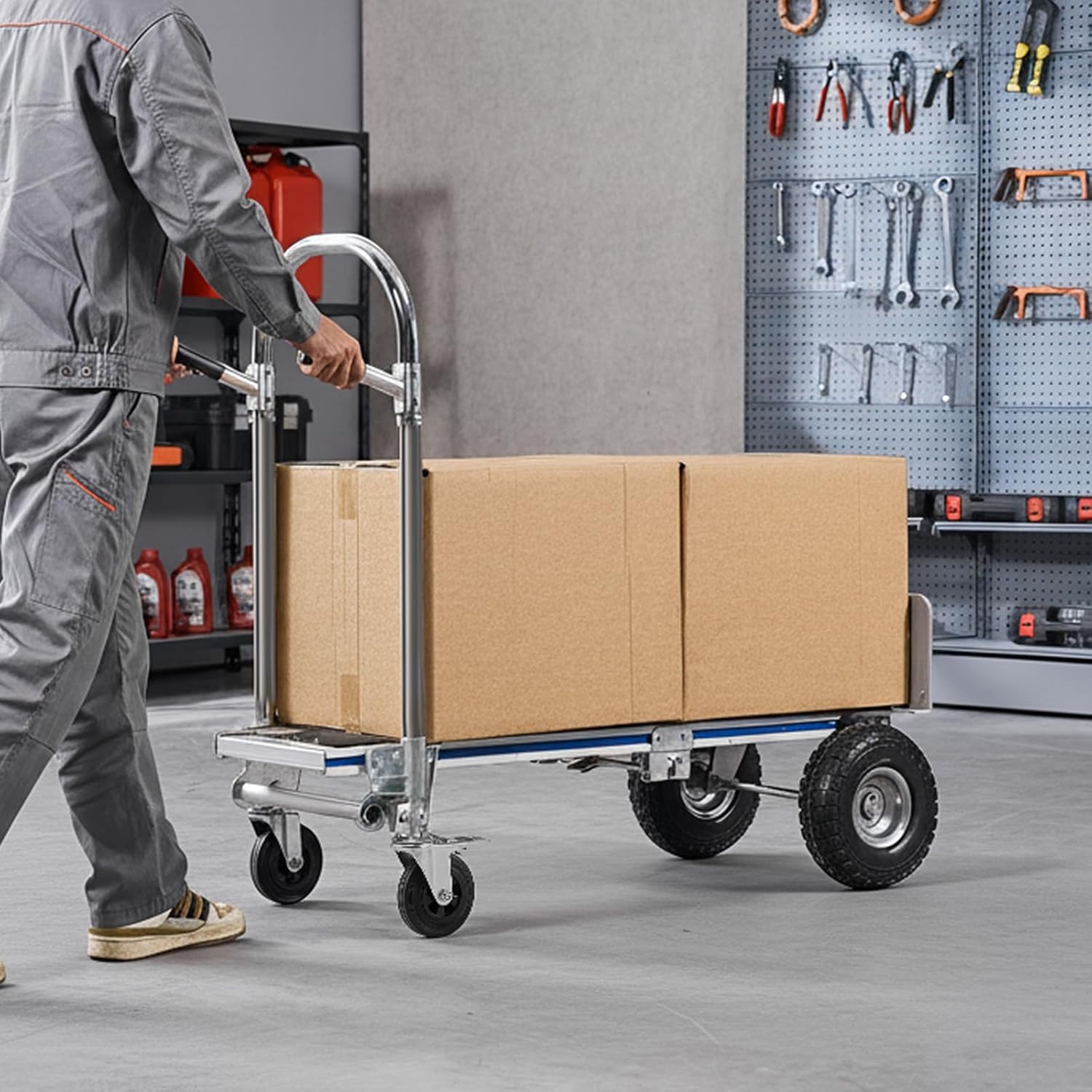image:imageVEVOR Aluminum Folding Hand Truck 2 in 1 Design 400 lbs Capacity Heavy Duty Industrial Collapsible cart Dolly Cart with Rubber Wheels for Transport and Moving in Warehouse Supermarket Garden Heavy Duty Industrial Collapsible Dolly Cart with Rubber Wheels for Transport and Moving in Warehouse Supermarket Garden1000 lbs
