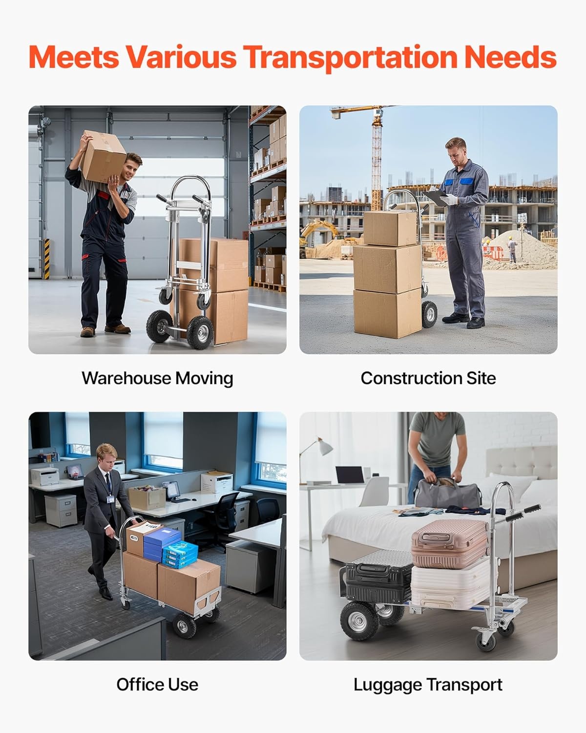 image:imageVEVOR Aluminum Folding Hand Truck 2 in 1 Design 400 lbs Capacity Heavy Duty Industrial Collapsible cart Dolly Cart with Rubber Wheels for Transport and Moving in Warehouse Supermarket Garden Heavy Duty Industrial Collapsible Dolly Cart with Rubber Wheels for Transport and Moving in Warehouse Supermarket Garden1000 lbs