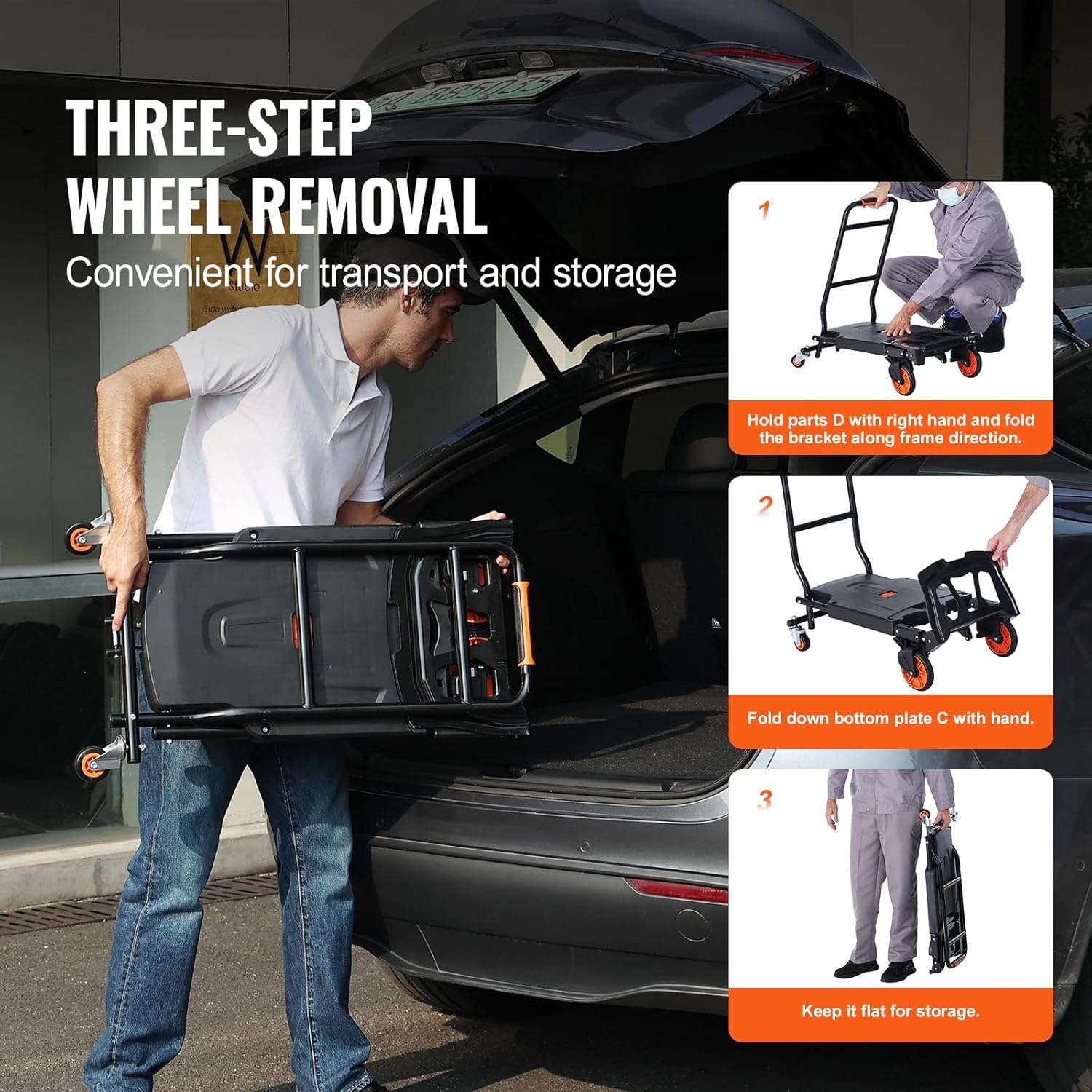 image:imageVEVOR Aluminum Folding Hand Truck 2 in 1 Design 400 lbs Capacity Heavy Duty Industrial Collapsible cart Dolly Cart with Rubber Wheels for Transport and Moving in Warehouse Supermarket Garden Heavy Duty Industrial Collapsible Dolly Cart with Rubber Wheels for Transport and Moving in Warehouse Supermarket Garden300 lbs
