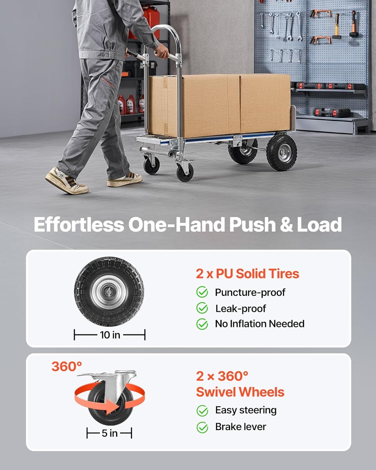 image:imageVEVOR Aluminum Folding Hand Truck 2 in 1 Design 400 lbs Capacity Heavy Duty Industrial Collapsible cart Dolly Cart with Rubber Wheels for Transport and Moving in Warehouse Supermarket Garden Heavy Duty Industrial Collapsible Dolly Cart with Rubber Wheels for Transport and Moving in Warehouse Supermarket Garden1000 lbs
