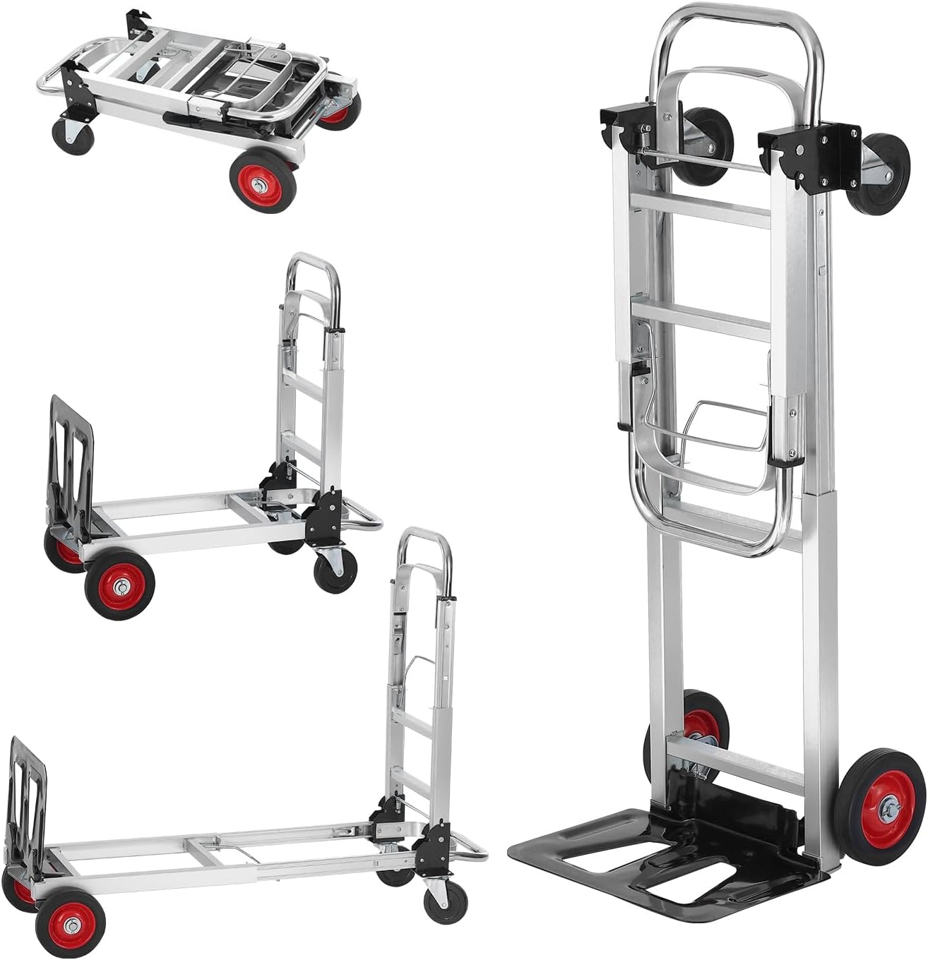 image:imageVEVOR Aluminum Folding Hand Truck 2 in 1 Design 400 lbs Capacity Heavy Duty Industrial Collapsible cart Dolly Cart with Rubber Wheels for Transport and Moving in Warehouse Supermarket Garden Heavy Duty Industrial Collapsible Dolly Cart with Rubber Wheels for Transport and Moving in Warehouse Supermarket Garden400 lbs