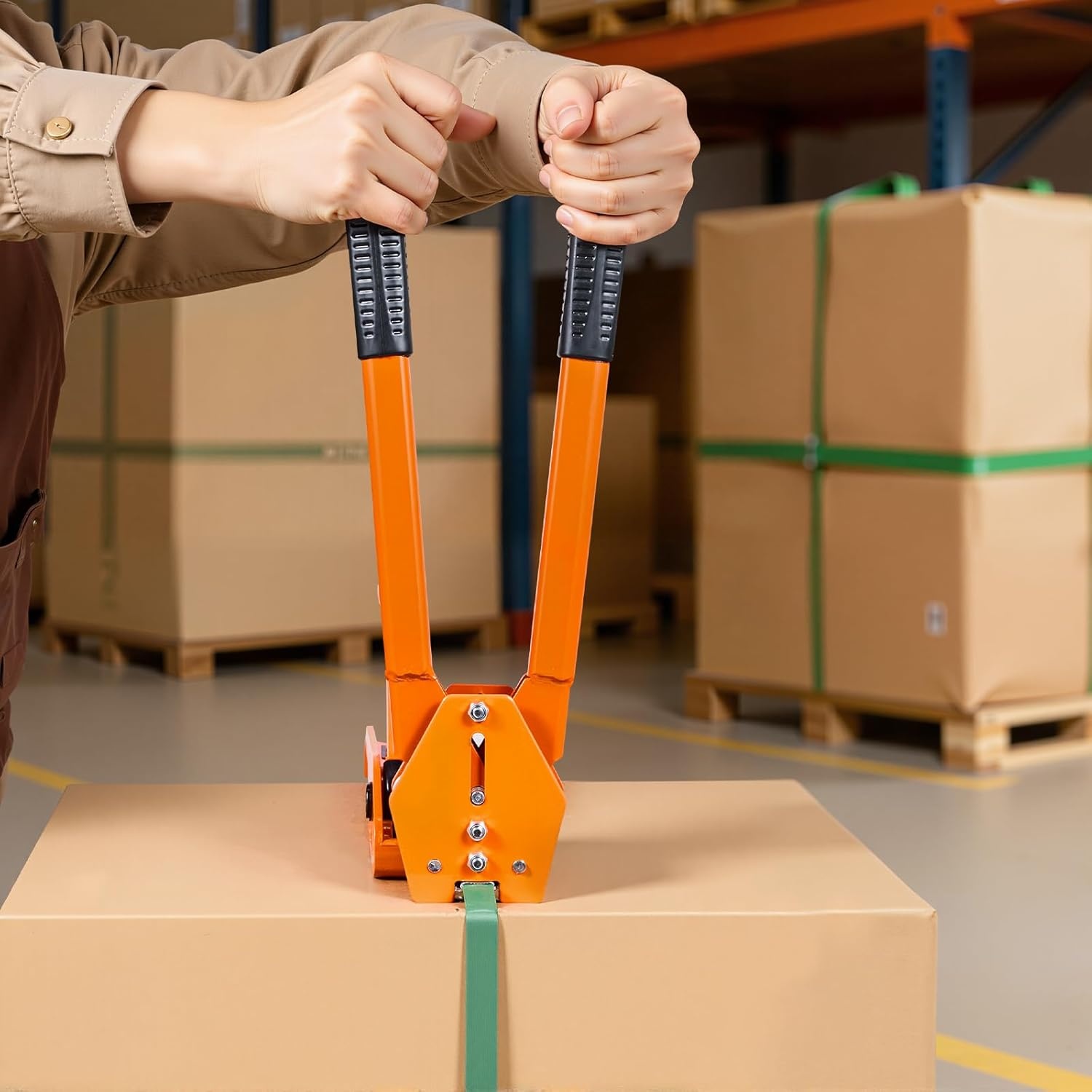 image:imageVEVOR Banding Strapping Kit Heavy Duty Banding Sealer Tool with 2000 ft PET Band 600 Metal Seals 200 Corner Protectors Plastic Pallet Packaging Strapping Kit for Warehouse Transportation Home58 in x 1000 ft