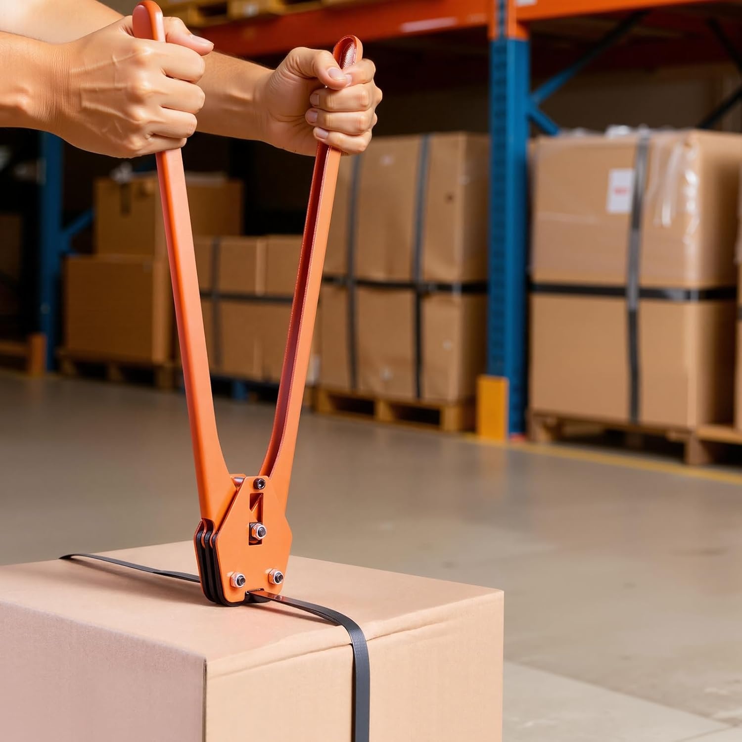 image:imageVEVOR Banding Strapping Kit Heavy Duty Banding Sealer Tool with 2000 ft PET Band 600 Metal Seals 200 Corner Protectors Plastic Pallet Packaging Strapping Kit for Warehouse Transportation HomePET 58x2000 6PC Set