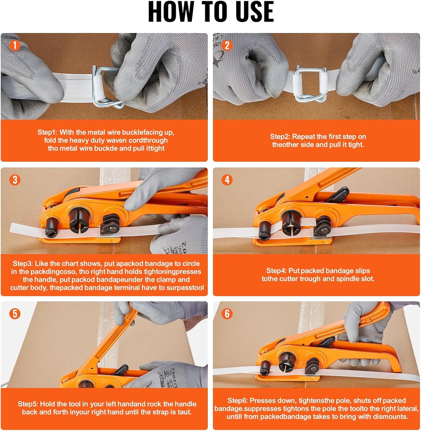 image:imageVEVOR Banding Strapping Kit Heavy Duty Banding Sealer Tool with 3200 ft Length PP Band 1000 Metal Seals 50 Corner Protectors Plastic Pallet Packaging Strapping Kit for WarehouseShippingMovingPP 12x328 3PC Set
