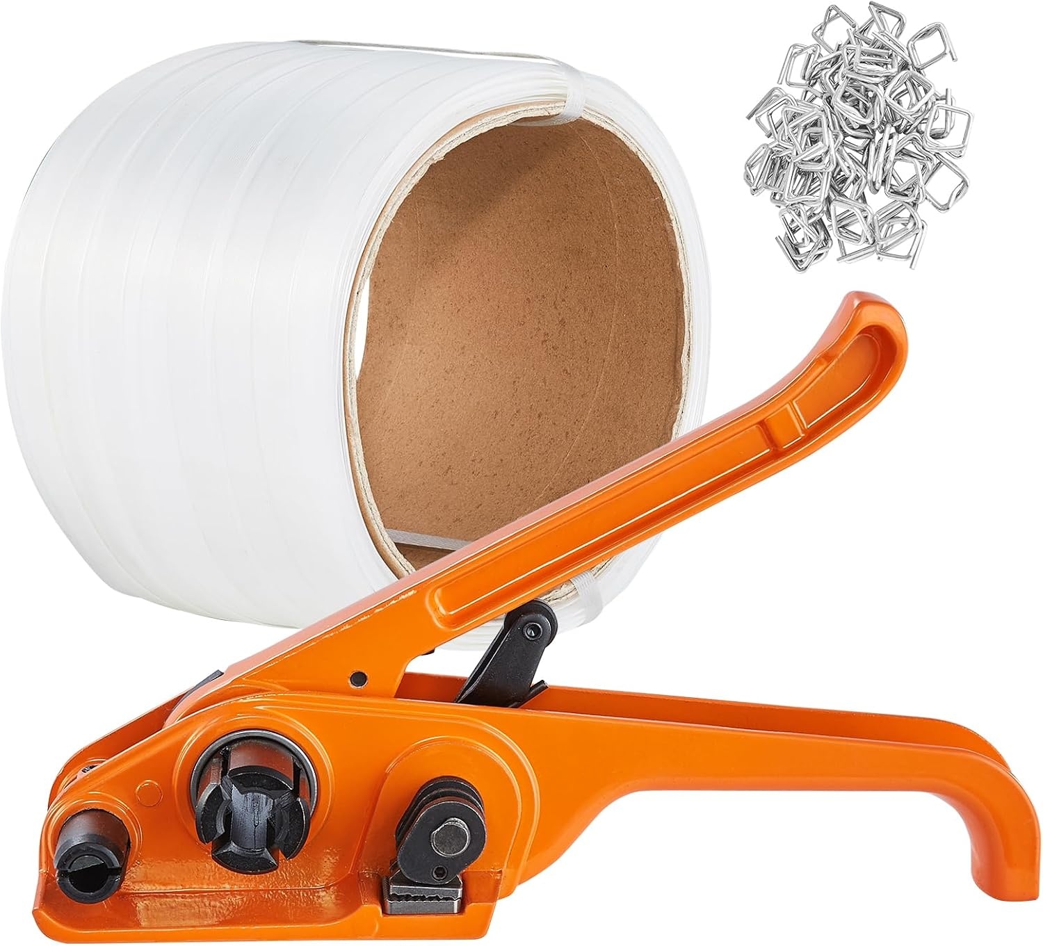 image:imageVEVOR Banding Strapping Kit Heavy Duty Banding Sealer Tool with 3200 ft Length PP Band 1000 Metal Seals 50 Corner Protectors Plastic Pallet Packaging Strapping Kit for WarehouseShippingMovingPP 12x328 3PC Set