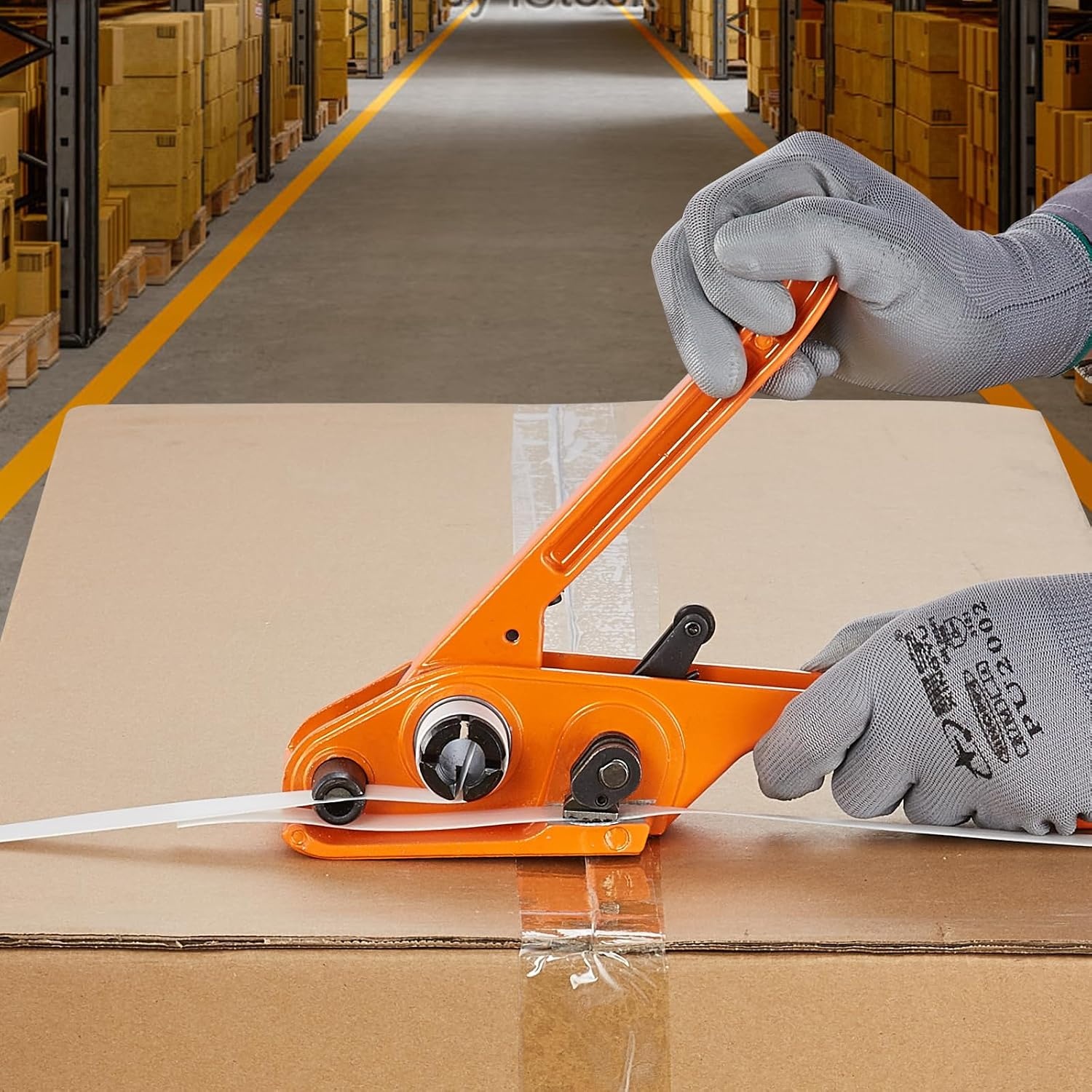 image:imageVEVOR Banding Strapping Kit Heavy Duty Banding Sealer Tool with 3200 ft Length PP Band 1000 Metal Seals 50 Corner Protectors Plastic Pallet Packaging Strapping Kit for WarehouseShippingMovingPP 12x328 3PC Set
