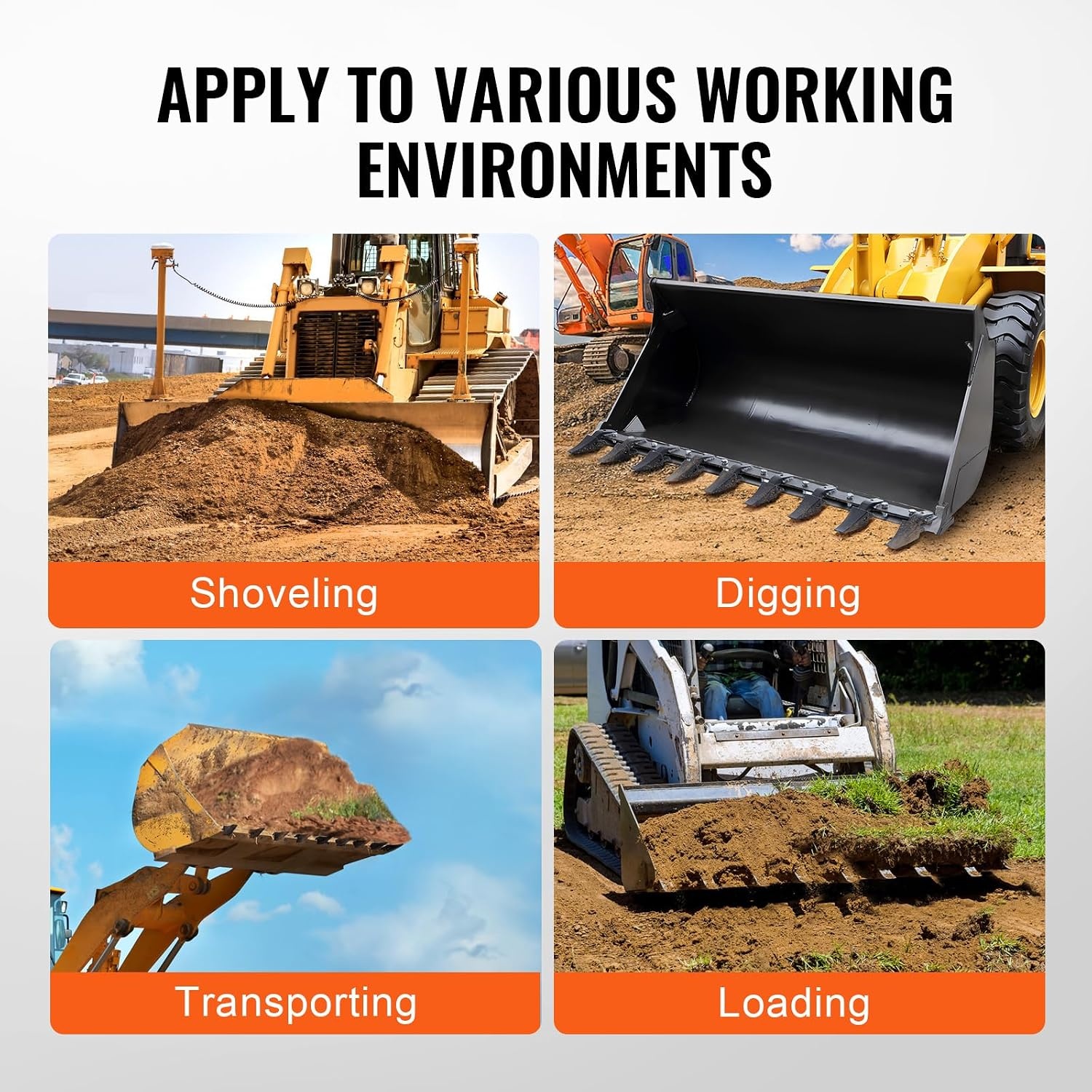 image:imageVEVOR Bucket Tooth Bar 46 in Heavy Duty 5 Teeth Tractor Bucket Bar for Loader Tractor Loader Skidsteer 4560 lbs Load Capacity Bolt On Teeth Bars for Buckets Protection Efficient amp Soil Excavation72in