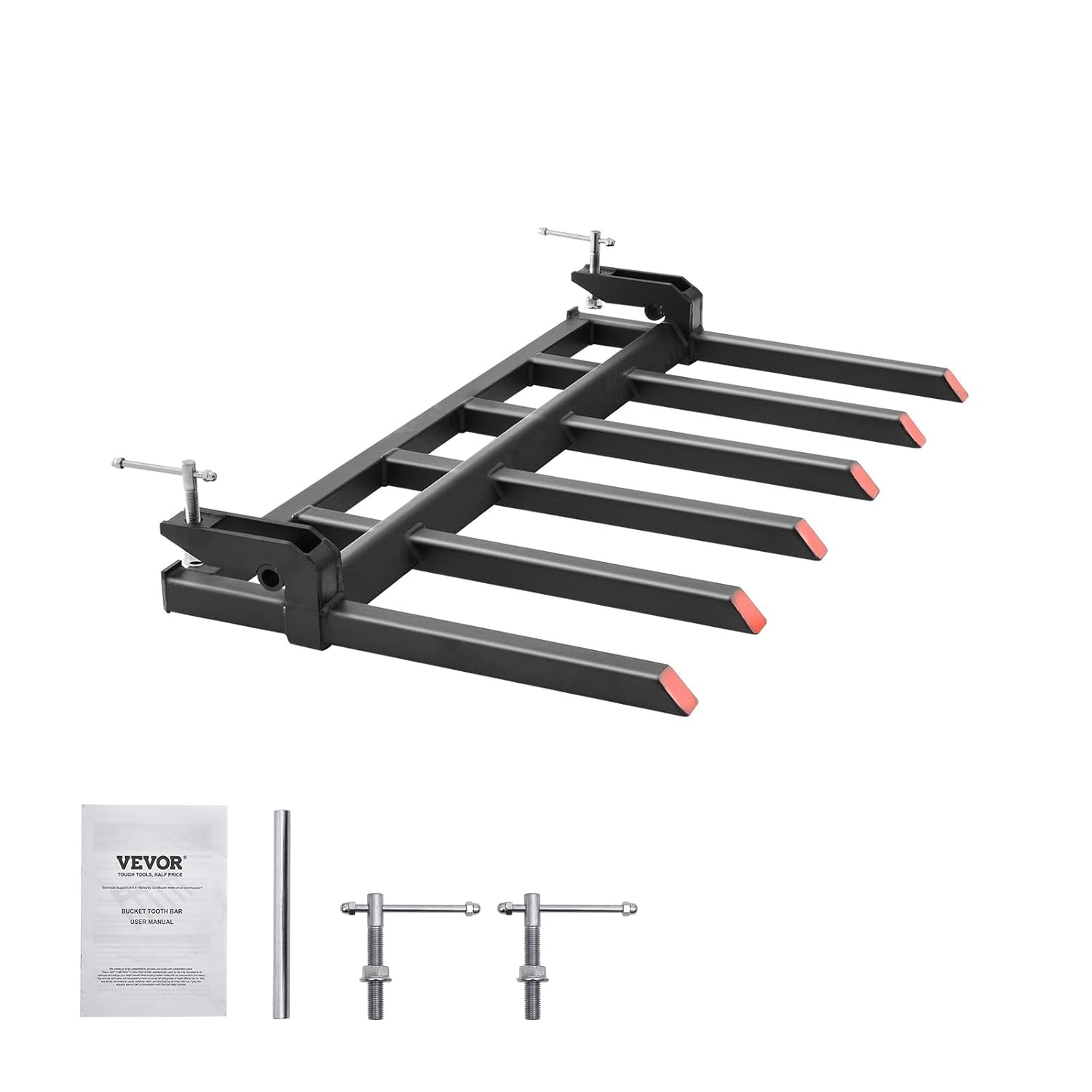 image:imageVEVOR Clamp on Debris Forks for 60 inch Buckets 4560 lbs Loading Weight Pallet Forks for Loader Tractor Buckets Skidsteer for Removing Limbs Yard Waste and Debris60