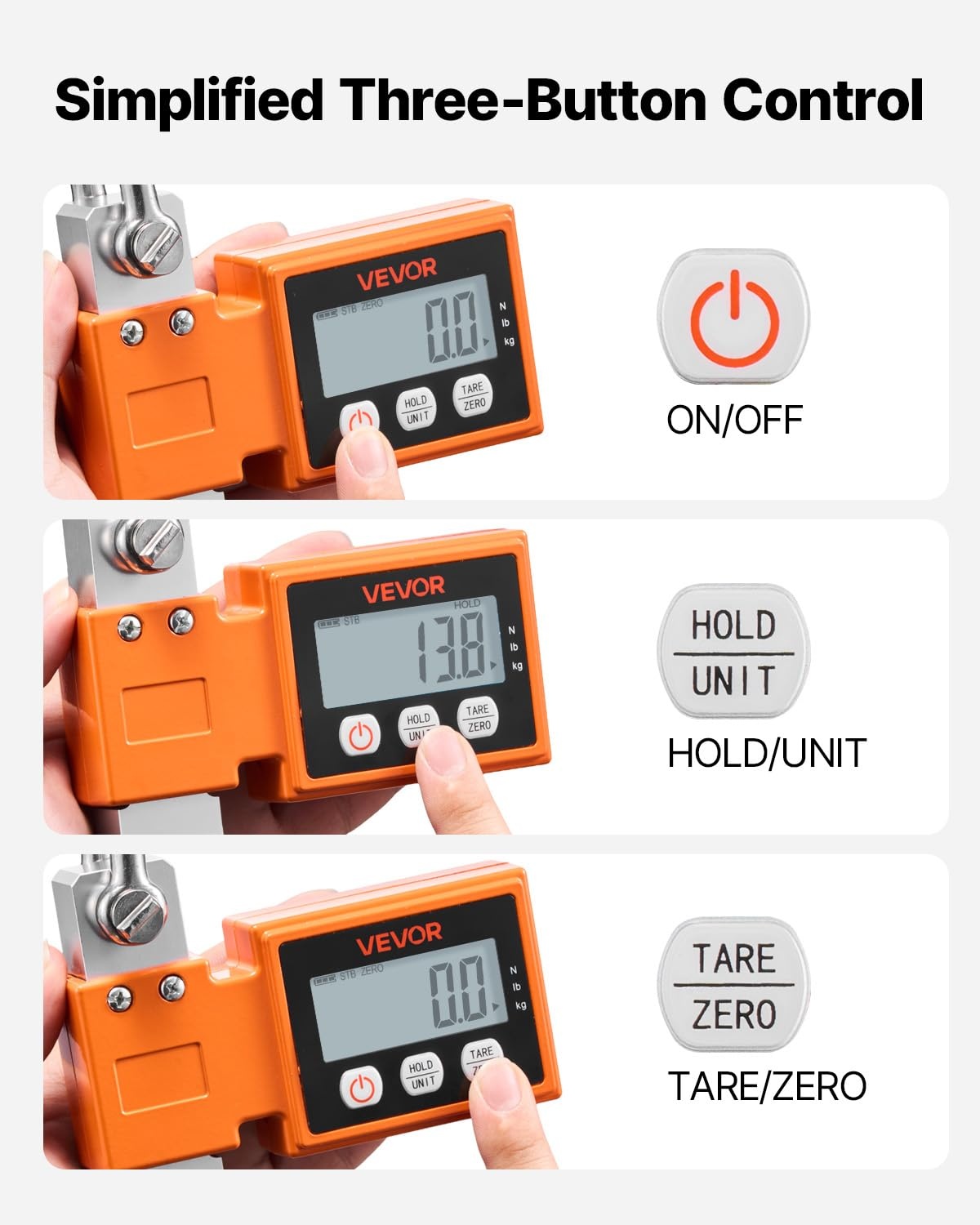image:imageVEVOR Digital Crane Scale 1100 lbs500 kg Max Capacity Heavy Duty Industrial Hanging Scale with Cast Aluminum Case amp LCD Display 02 lbs Division amp 3 Unit Switch AutoOff Setting for Garage1100BLS