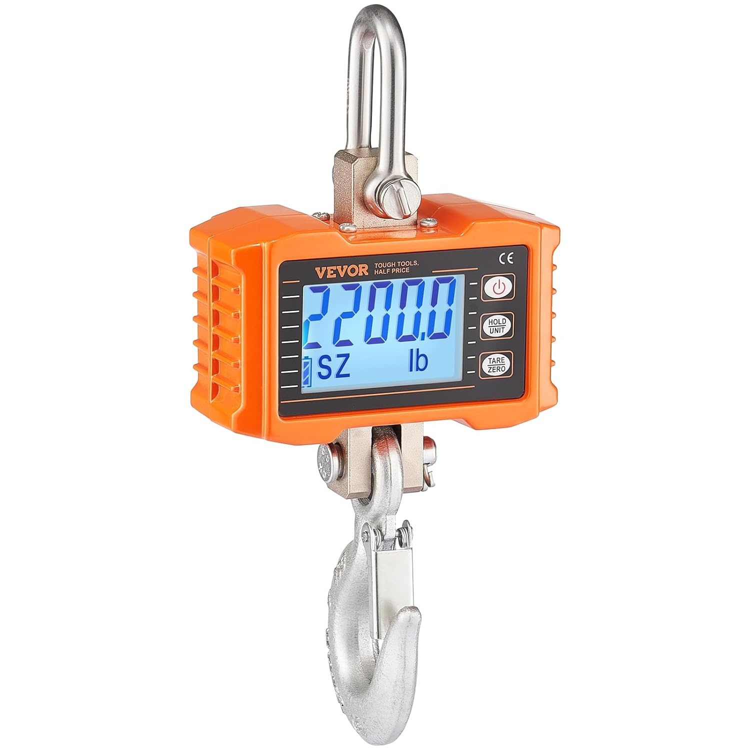 image:imageVEVOR Digital Crane Scale 2200 lbs1000 kg Industrial Heavy Duty Hanging Scale with Remote Control Cast Aluminum Case amp LCD Screen High Precision for Construction Factory Farm Hunting Orange2200BLS