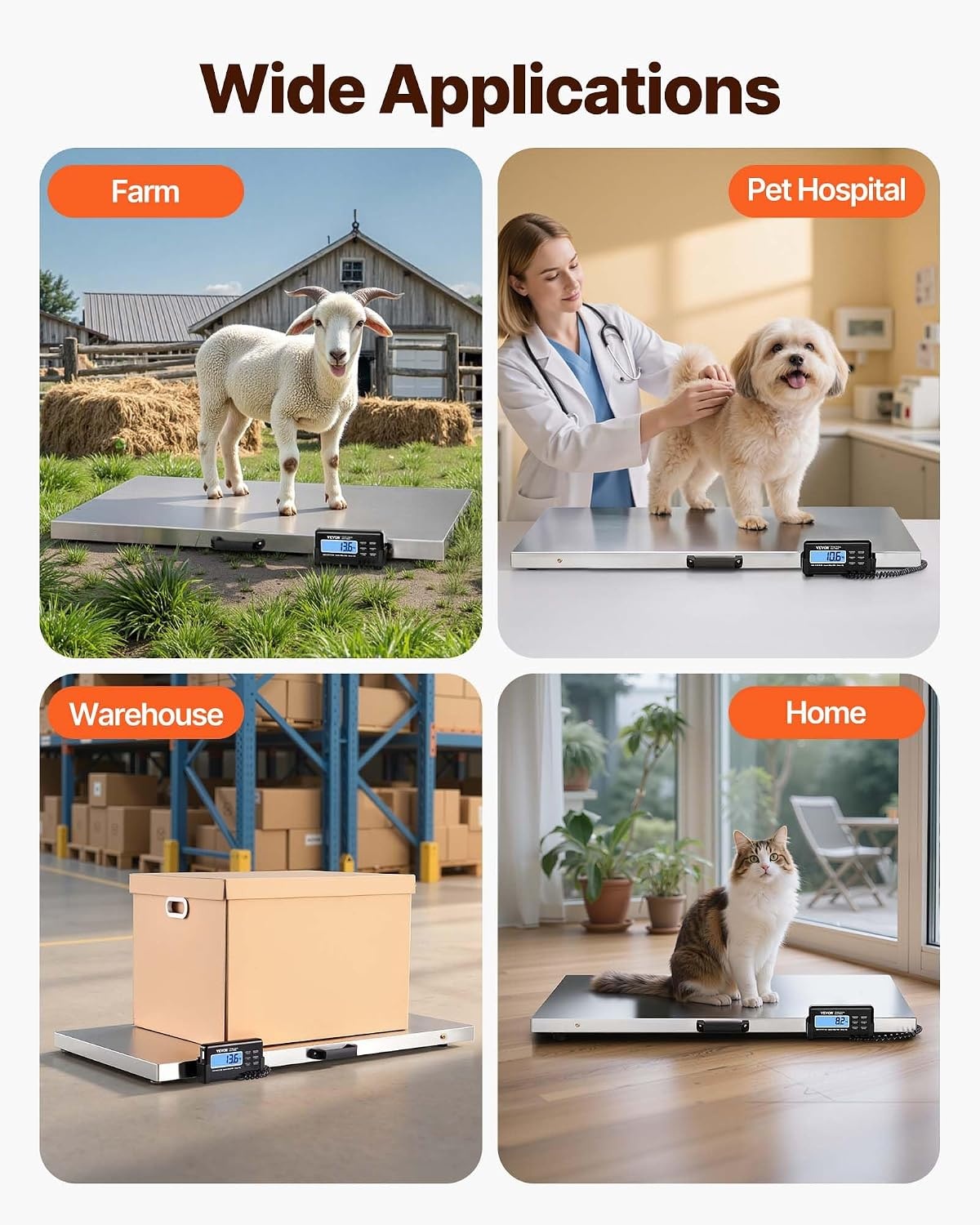 image:imageVEVOR Digital Shipping Scale 01 lbs High Accuracy 660 lbs Postal Scale with LCD Display HoldTare Function amp ACDC Power Supply Fit for Packages Postage Luggage Battery amp Adapter Included880 lbs400 kg