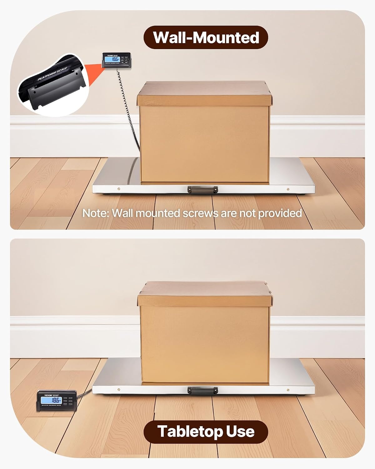 image:imageVEVOR Digital Shipping Scale 01 lbs High Accuracy 660 lbs Postal Scale with LCD Display HoldTare Function amp ACDC Power Supply Fit for Packages Postage Luggage Battery amp Adapter Included1100Lbs