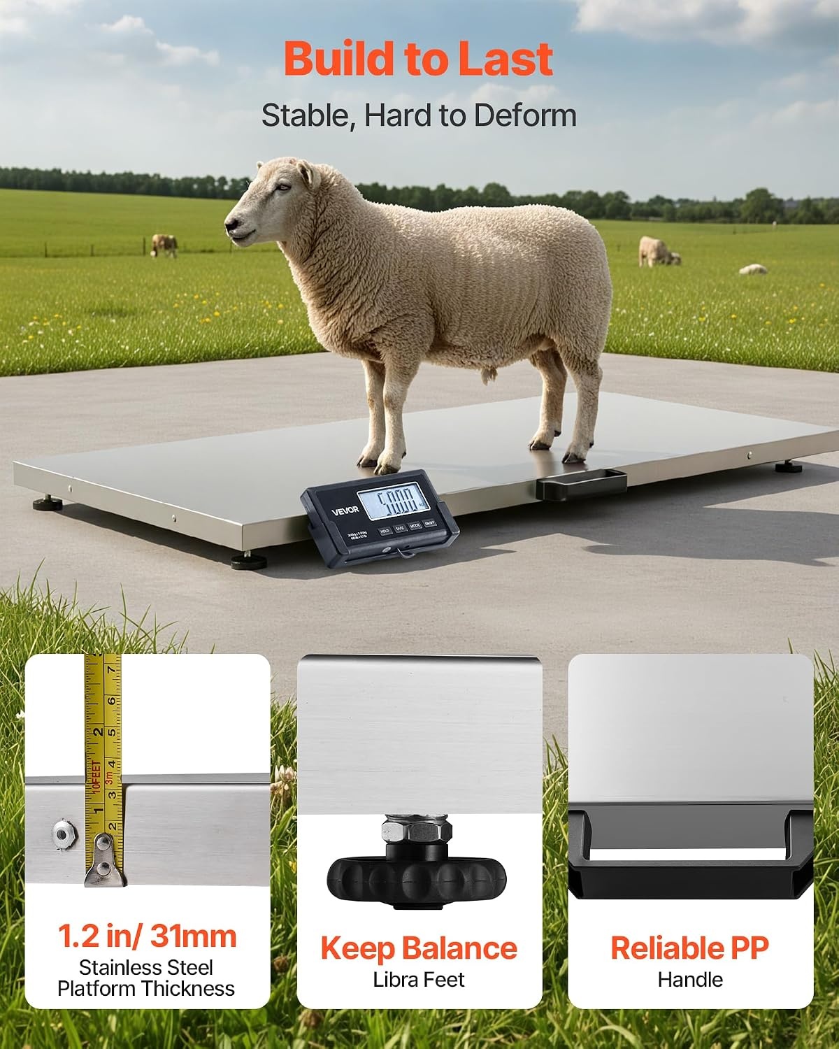 image:imageVEVOR Digital Shipping Scale 01 lbs High Accuracy 660 lbs Postal Scale with LCD Display HoldTare Function amp ACDC Power Supply Fit for Packages Postage Luggage Battery amp Adapter Included660Lbs