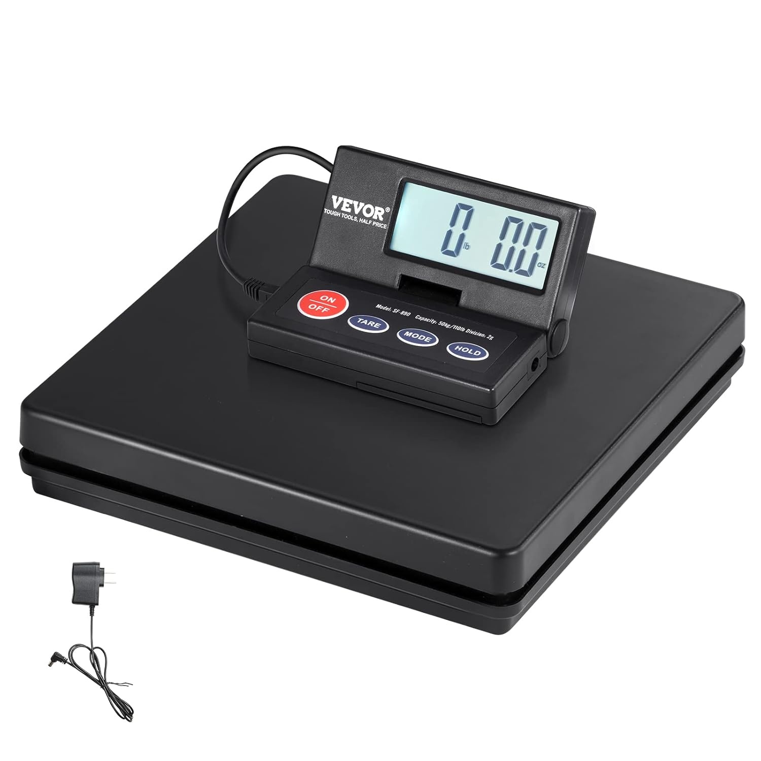 image:imageVEVOR Digital Shipping Scale 110 lbs x 007 oz Heavy Duty Postal Scale with Timer Tare Hold Function 90 Foldable LCD Screen Package Scale for Laggage Home Post Office ACDC Powered FCC Liste1010in