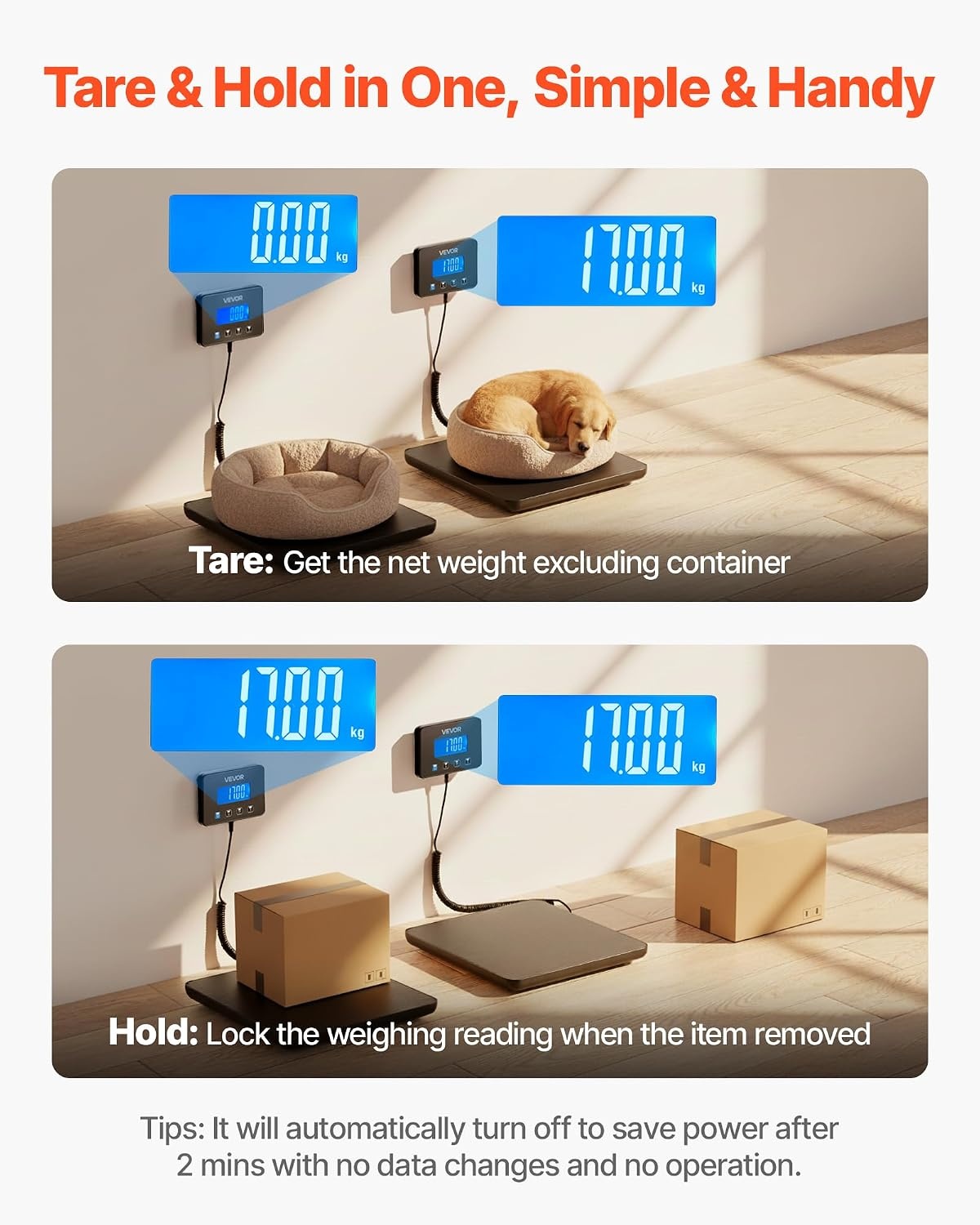 image:imageVEVOR Digital Shipping Scale 110 lbs x 007 oz Heavy Duty Postal Scale with Timer Tare Hold Function 90 Foldable LCD Screen Package Scale for Laggage Home Post Office ACDC Powered FCC Liste440Lbs